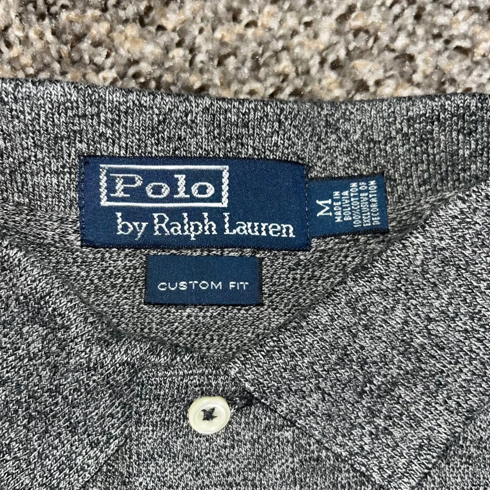 Polo Ralph Lauren Mens Medium Grey Heather Cotton Pique Polo Shirt Vintage 90s